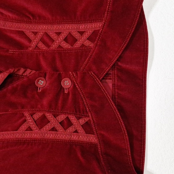 White House Black Market Red Burgundy Romantic Velvet Jacket Approx. Size S - Picture 5 of 14